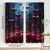 2PCS Red and Sapphire Heart-shaped Curtains   Luxurious Style   Bedroom and Living Room   Drawbar Pocket Style