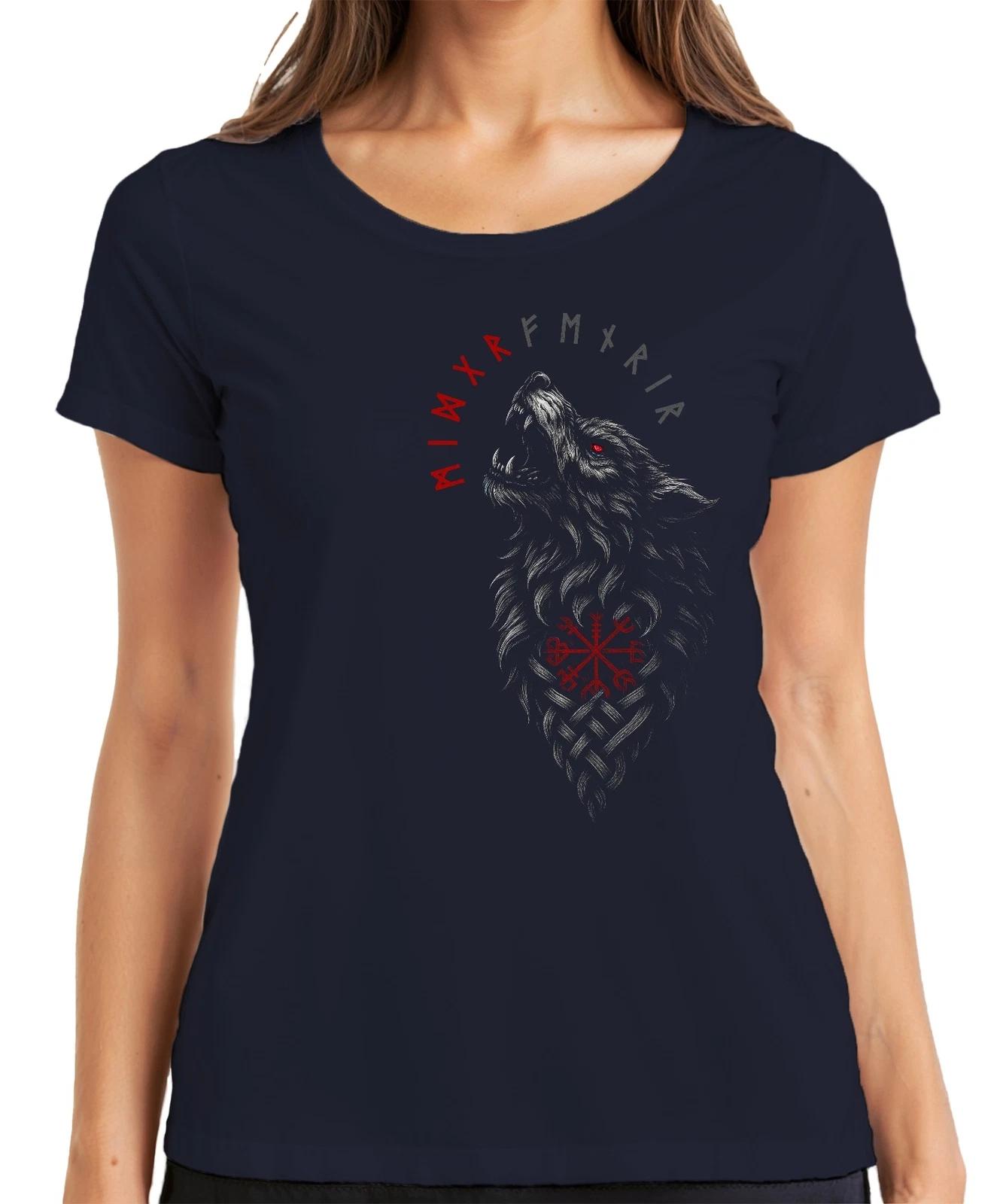 Wikinger Vegvisir Wolfsrune keltischer Knoten nordisch Fenrir Damen T-Shirt L