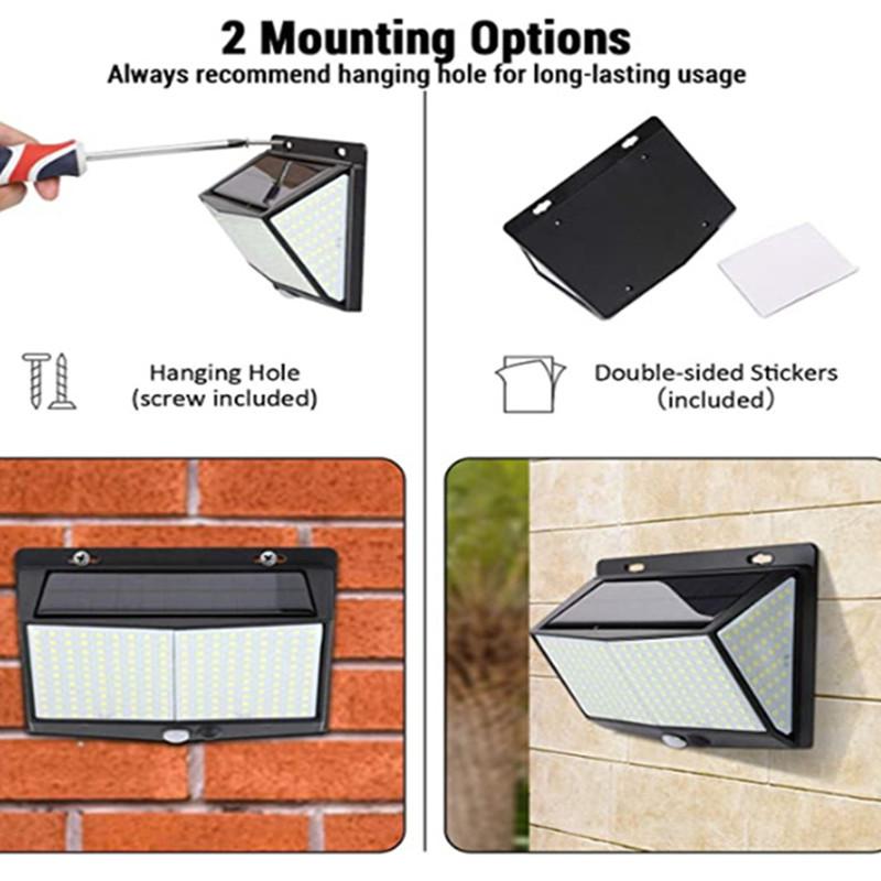 Lampada da Parete Solare con Sensore 288 LED Decorazione Giardino Cortile Casa Luce Prato Luce Solare Esterna con Sensore di Movimento