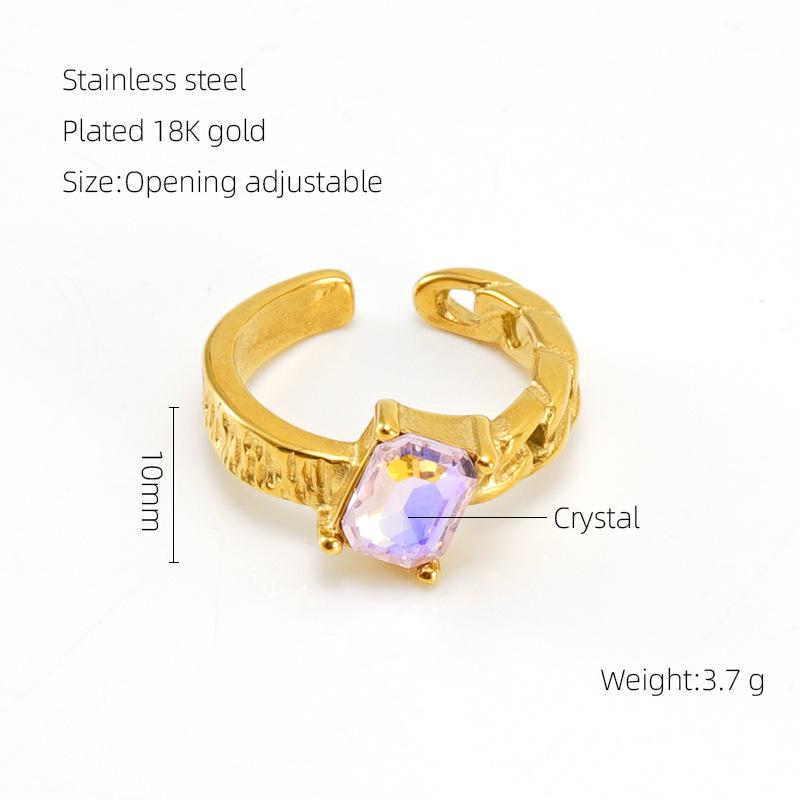 Bague ouverte 2026 Pierre Lumineuse Bague Zirconium Rétro 18K pour Femme