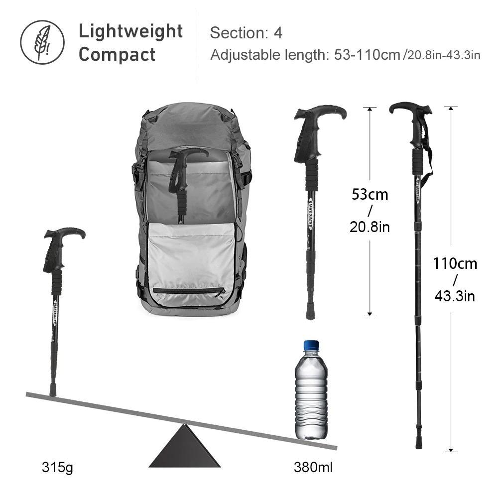 Bastone da passeggio a 4 sezioni Pieghevole Stampelle pieghevoli Bastoncini da trekking per anziani Campeggio
