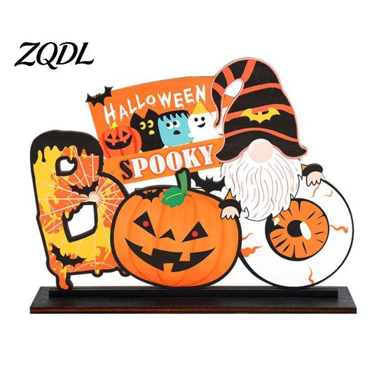 Halloween Party Supplies for Bars Tabletop Decor Signs, Pumpkin Ghost Gnome Wood Centerpiece Blocks, Spooky Goblins Ghosts Table Tiered Tray Ornaments