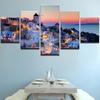 No Framed 5 Pieces Santorini Landscape Abstract Wall Art Canvas HD Print Posters Pictures Paintings Home Decor for Living Room