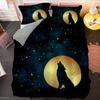 Wolf Duvet Cover Set Customized Fashion Wild Animals Moon Printed Bedding Set King Polyester Comforter Cover for Kids Boys Teen