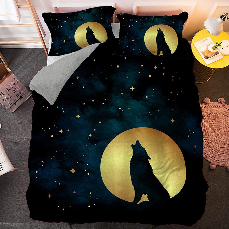 Fashion Wolf Pattern Bedding Sets Animal Duvet Cover Set Queen King Size Quilt Cover Pillowcase 2/3PCS Polyester Comforter Cover