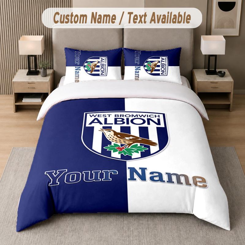 Vlastní jméno West Bromwich Albion 3dílná sada povlaků na přikrývku Personalizovaný text Povlečení Povlaky na polštáře Ložnice