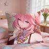 Yae Miko Genshin Impact Cushion Cover Square Short Plush Pillow Case Living Room Sofa Home Decor Funda X