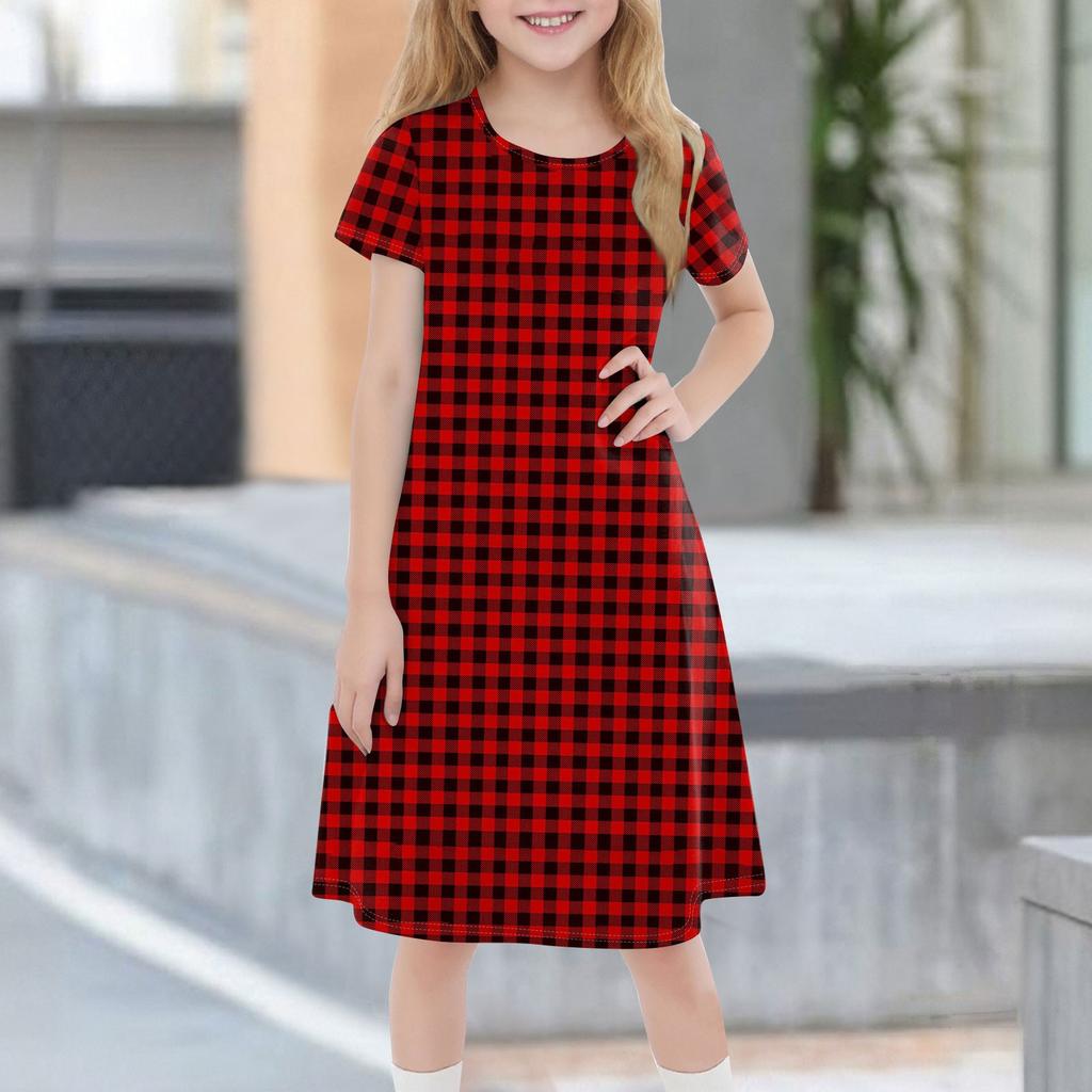 Children's Summer Short-sleeved Casual Fashion Round Neck Dress