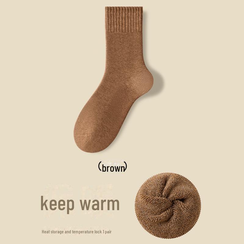 Men's Thick Wool Mid-Tube Terry Socks - Warm, Velvet-Lined, Cold-Resistant for Autumn and Winter
