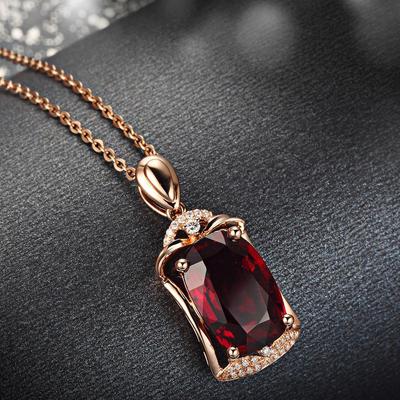 Skutočné 14k ružové zlato Pierscionki prívesok Bizuteria drahokam prírodný červený rubín Poklad prívesok 45 cm Náhrdelník Šperky 1 cm prívesok