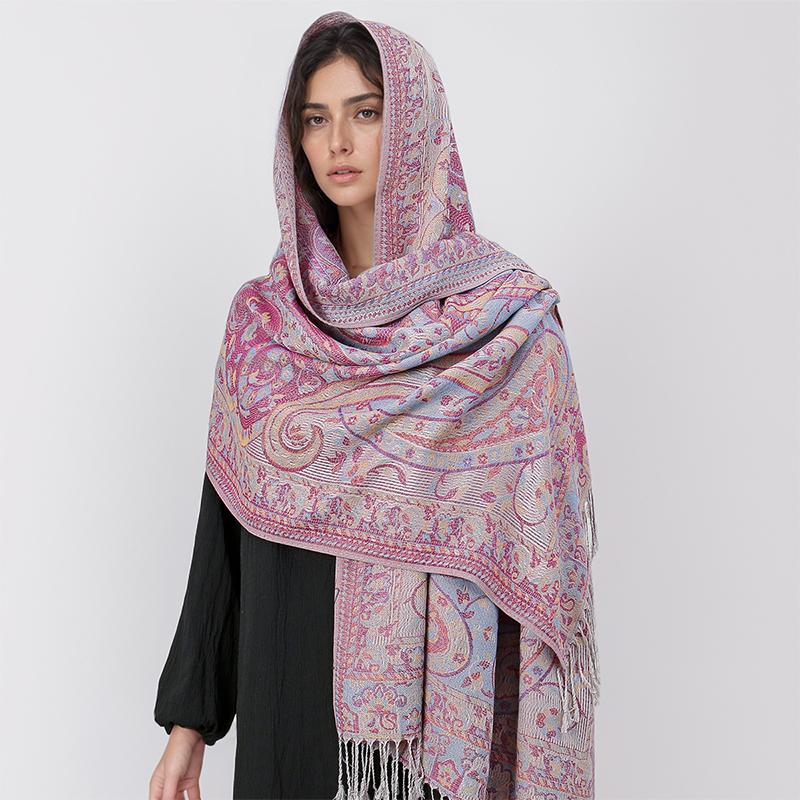 Winter Women Bufanda Jacquard Scarf  Printed Coquette Fashion Silky Long Shawl Ethnic Fringed Travel Scarves