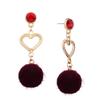 Pretty Rhinestone Heart Earrings Lovely Hairball Eardrop Ornament Birthday Valentine's Day Gift