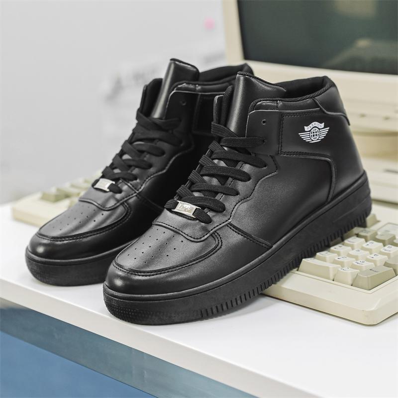 

Высокие белые туфли мужские осенние новые дышащие туфли мужские студенческие трендовые универсальные спортивные туфли на платформе повседневные туфли для сноубординга 44 чёрный