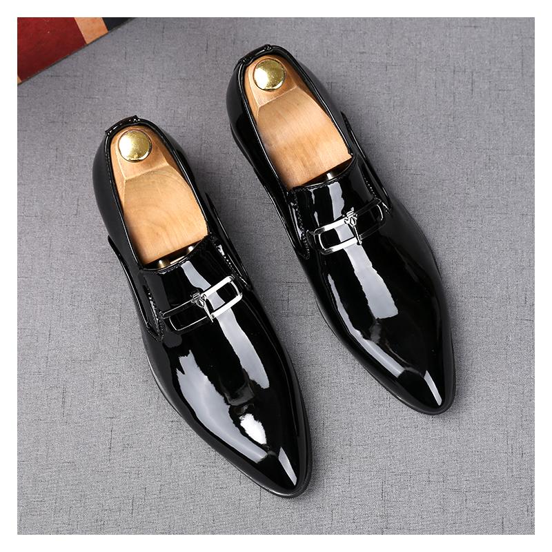 men's fashion party prom dress shoes slip-on patent leather oxfords shoe breathable summer loafers designer trend footwear
