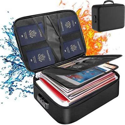 Double Zipper Fireproof Document Bag Large Capacity Code Lock Document Storage Box Waterproof 3-Layer Design
