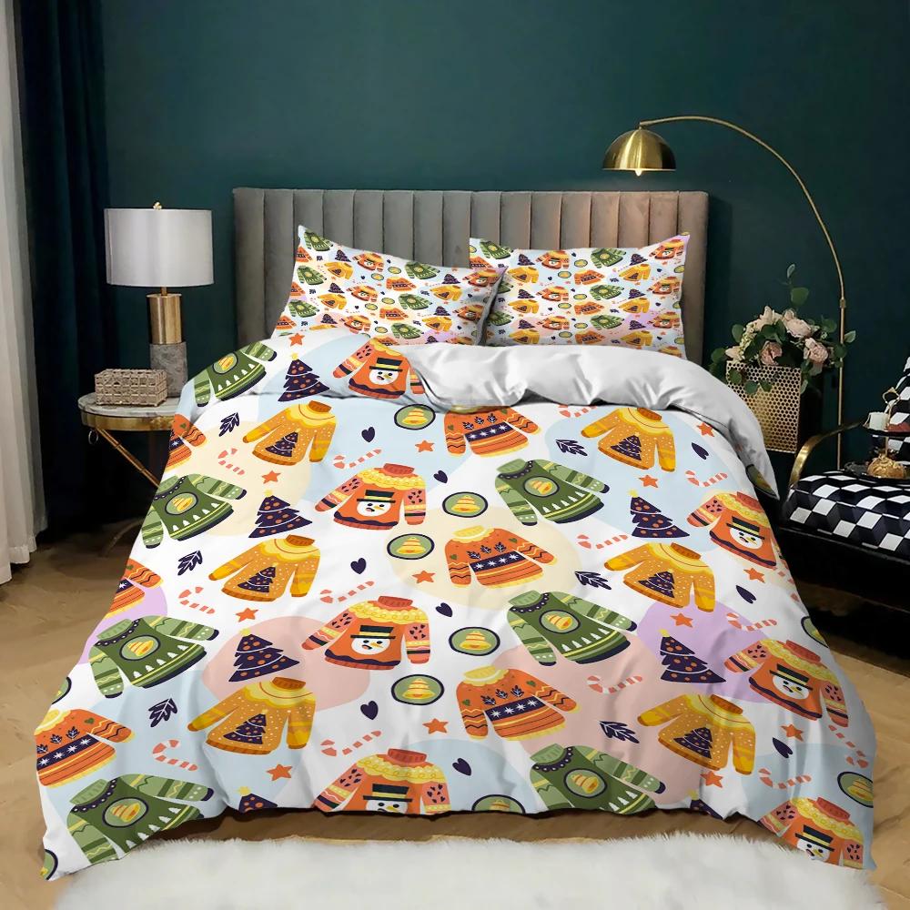 Christmas Duvet Cover Sock on The Palm Tree on Tropical Sandy Beach Island Maldives Design Decorative Blue Red Holidays Gifts