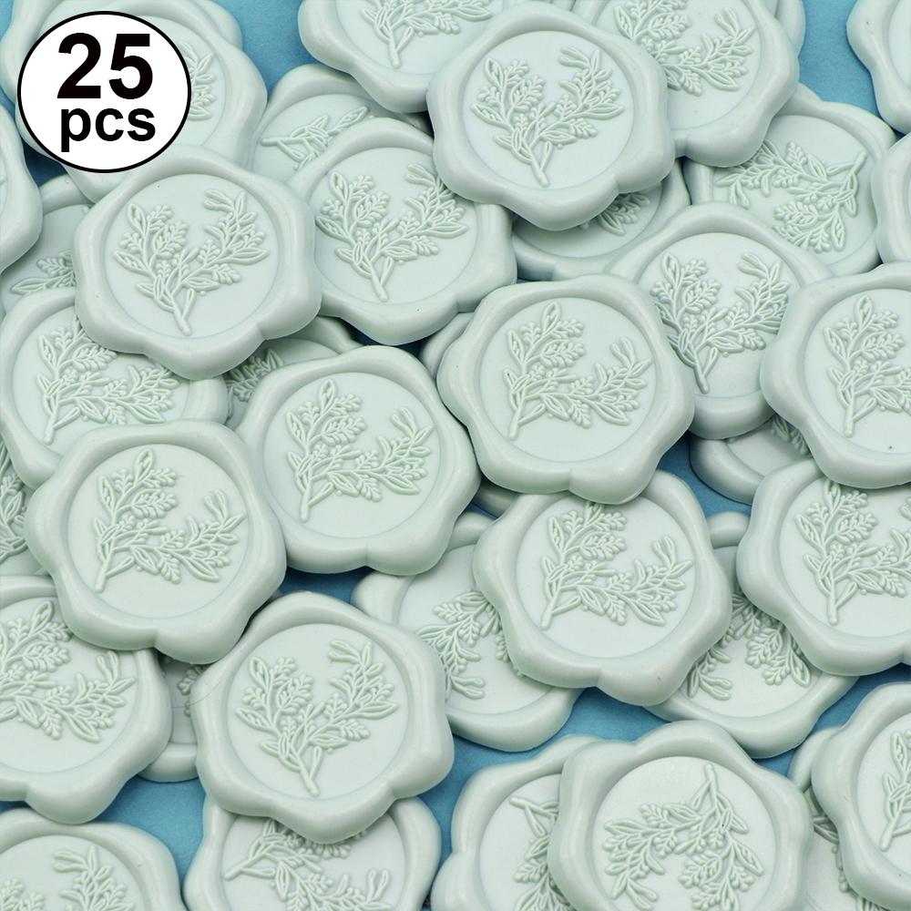 25pcs Mint Green Wax Seal Stamp Stickers - Eucalyptus Wedding Invitation Envelope Seal Stickers, Self- Adhesive Stickers Perfect