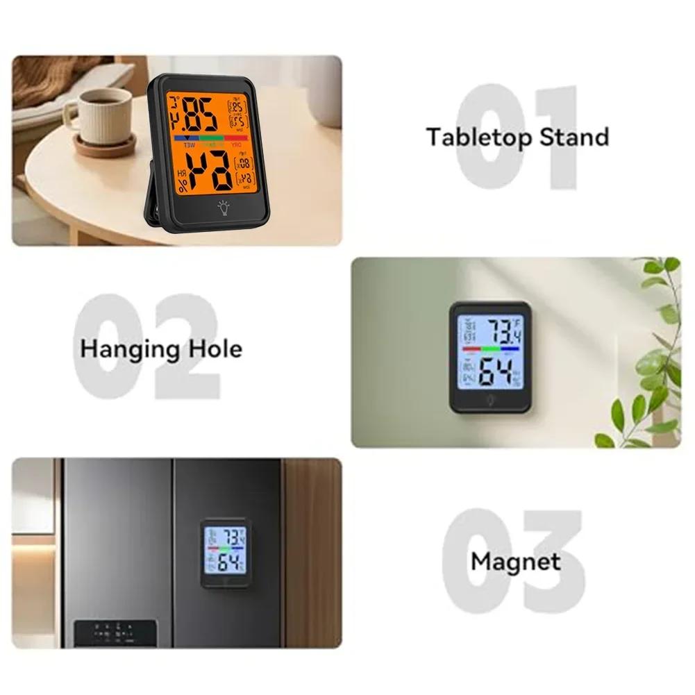 Digitales elektronisches Display für den Innenbereich: Thermometer, Hygrometer, Temperatur- und Feuchtigkeitsmesser mit Magnethintergrund und großem Bildschirm