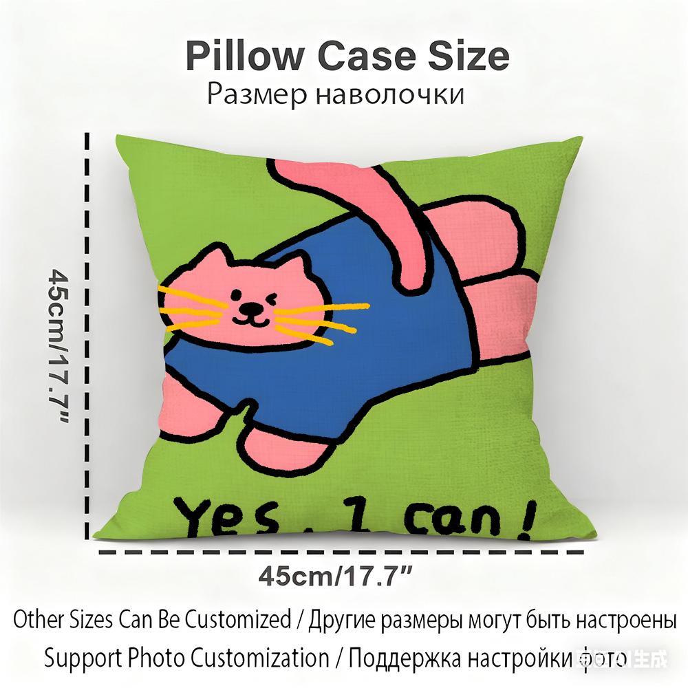 Happy Little Animals Illustrations Cushion Cover Household Decoration Linen Sofa Cushion Cover: Skin-Friendly & Breathable With