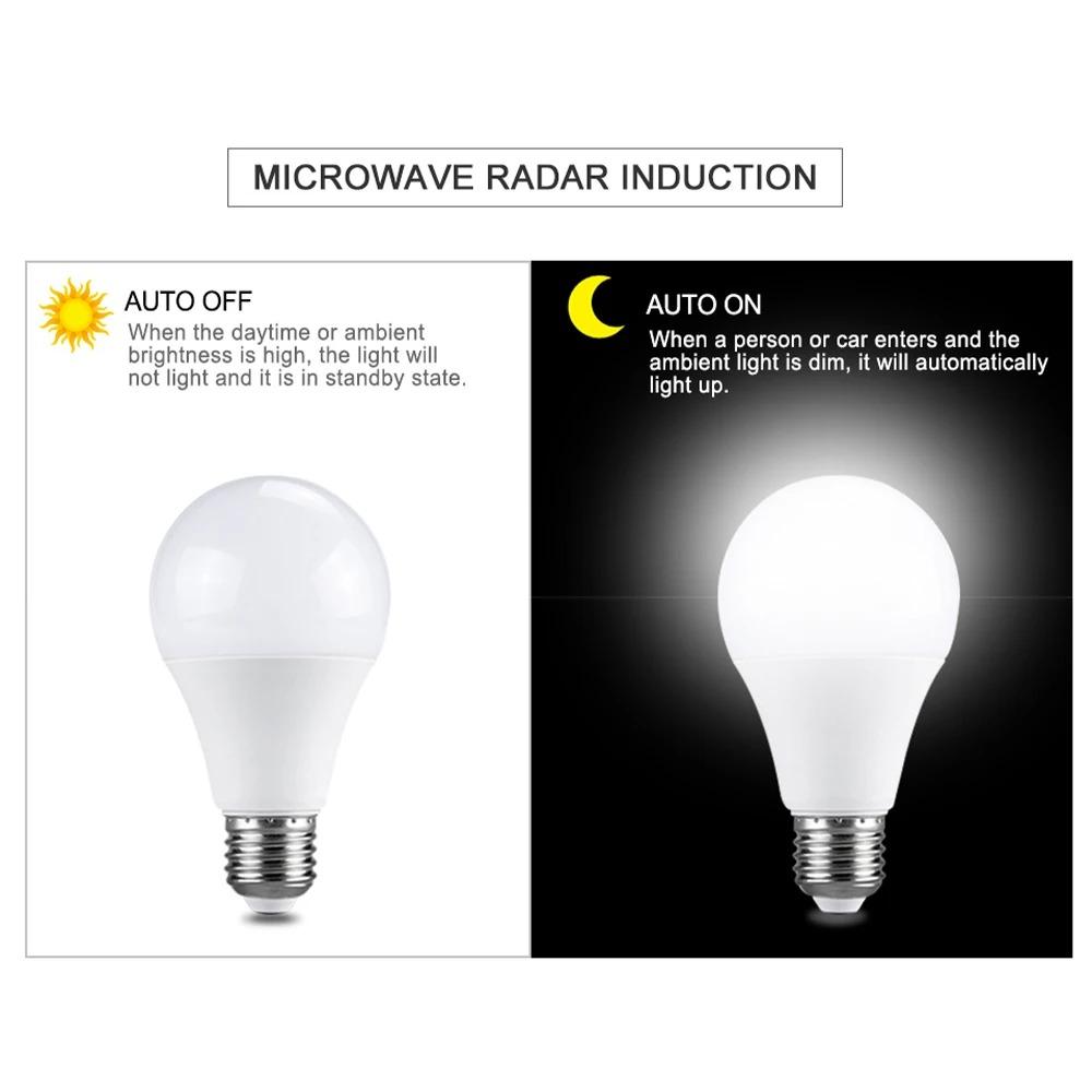 Motion Sensor LED Bulbs E27 PIR Lamp 7W Cool White 6500K LED Light Bulb Auto On/Off for Front Door, Garage, Stairs, Hallway