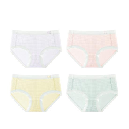 

4 шт. Женское хлопковое нижнее белье Бесшовные трусы средней посадки Невидимые трусики полной посадки Эластичные трусики Волнистый край Женские трусы 170cm 4pcs