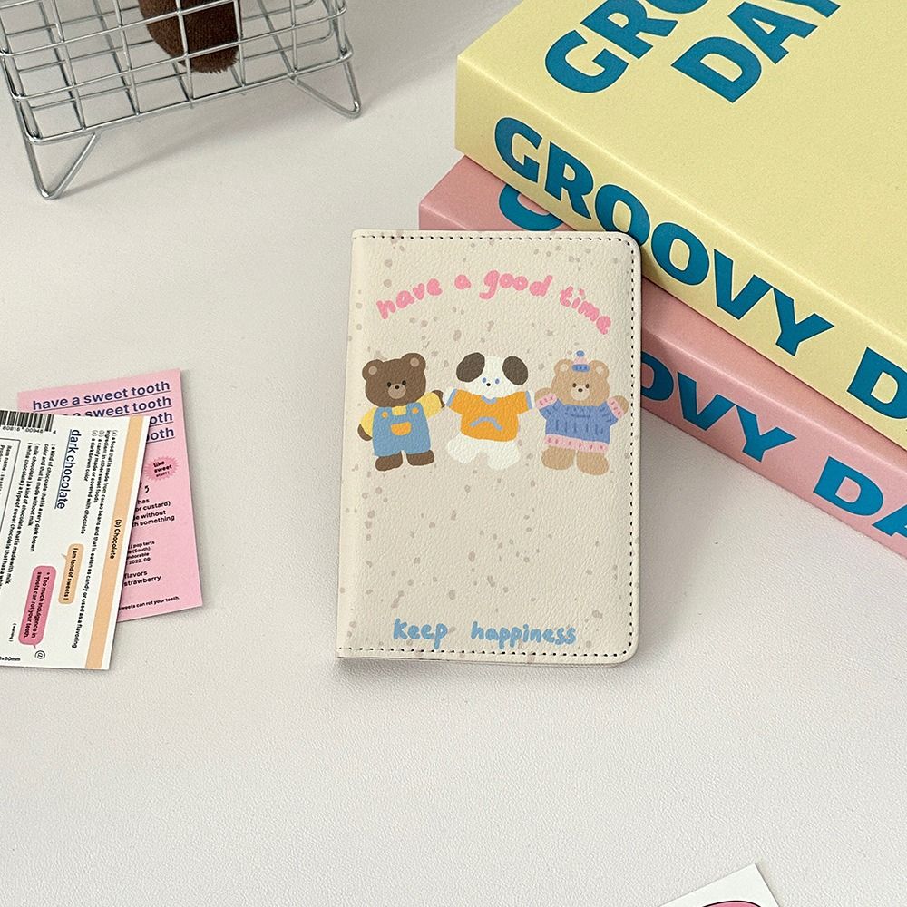 New PU Leather Passport Holder Multi-function Ultra-thin Passport Bag Cartoon Portable Travel Accessories