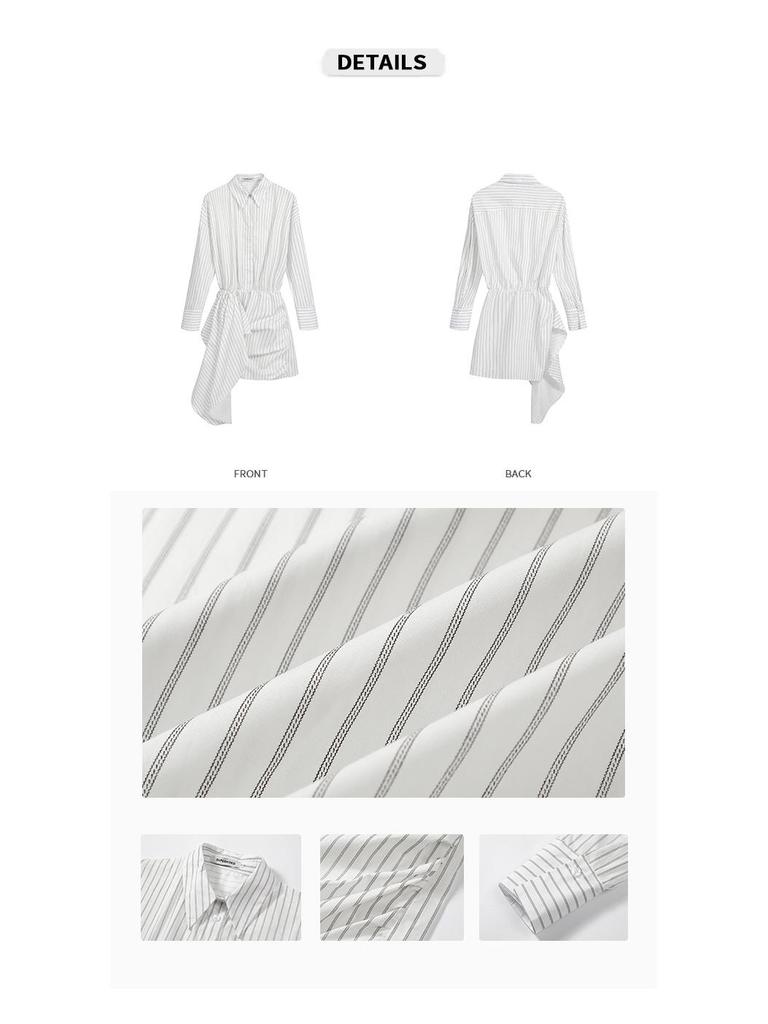 2026 Spring/Summer Women's Striped Shirt Dress - Casual, Fashionable, Bodycon Design