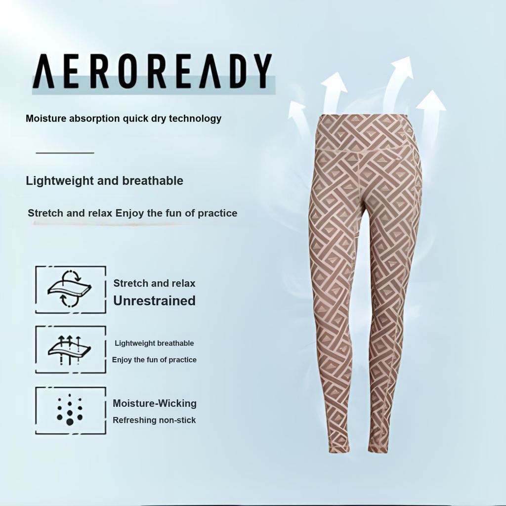 Adidas Patterned Full Print Fitness Leggings Women Leggings Brown HM3224