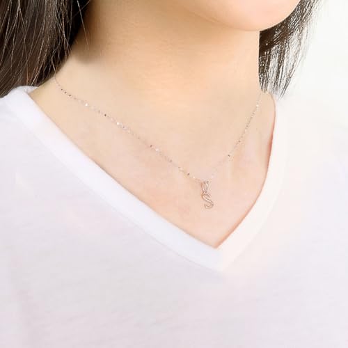 Lala Christie Initial Pendant Necklace, PT900 Platinum, Size Small, for Men and Women