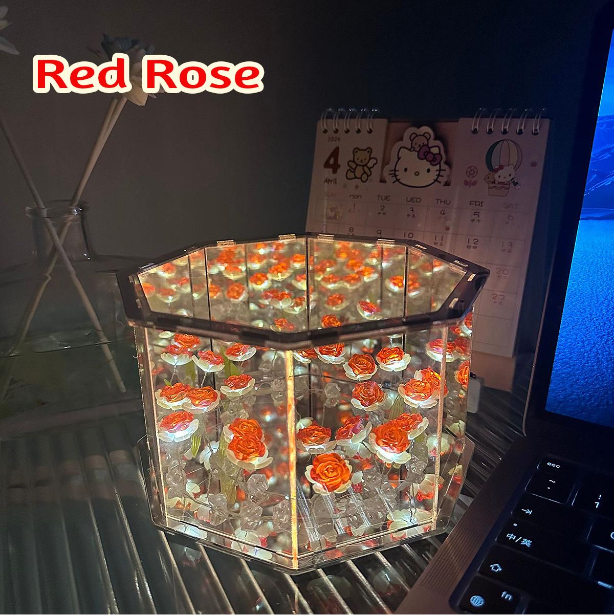 

Гарячі DIY Дзеркало-куб лампи-тюльпана Тривимірний нічник Пакет матеріалів Ручна робота Подарунки на день народження Світлодіодний нічник-тюльпан Rose червоний