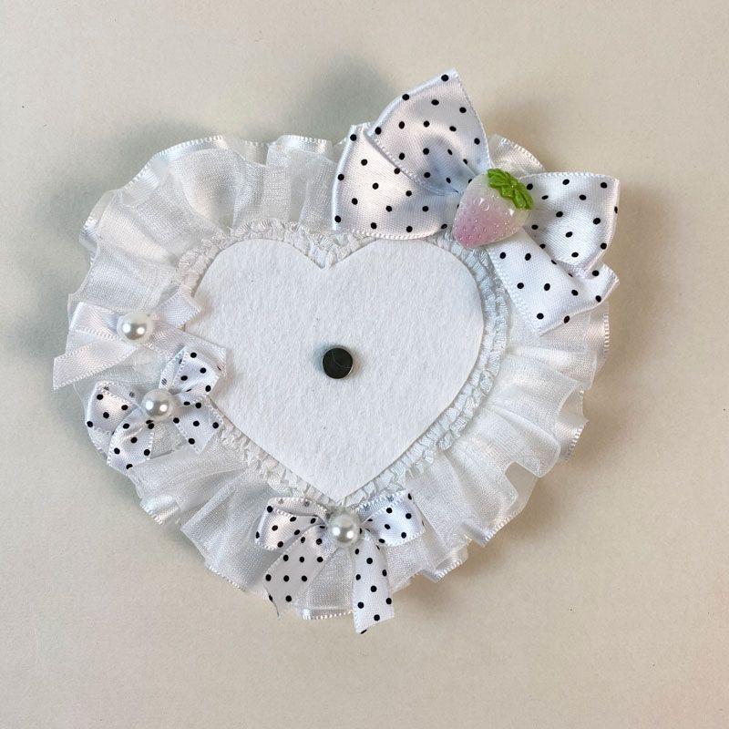 

badge holder heart idol photo display lace bow pearl ita bag accessories 58mm DIY ita bag decoration Lolita cosplay accessorie 13x12cm белый