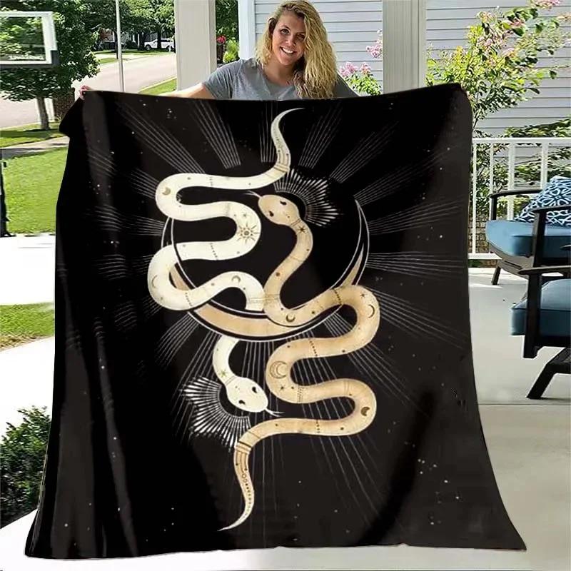 White Snake Flower Wild Animal Blanket Lightweight Comfortable Soft Warm Blanket for Bed Sofa Blanket Couch King Queen Full Size