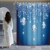 Blue Dreamy Crystal Diamond Shower Curtain Durable Polyester Fabric Waterproof Easy Clean for Bathroom or Room Divider