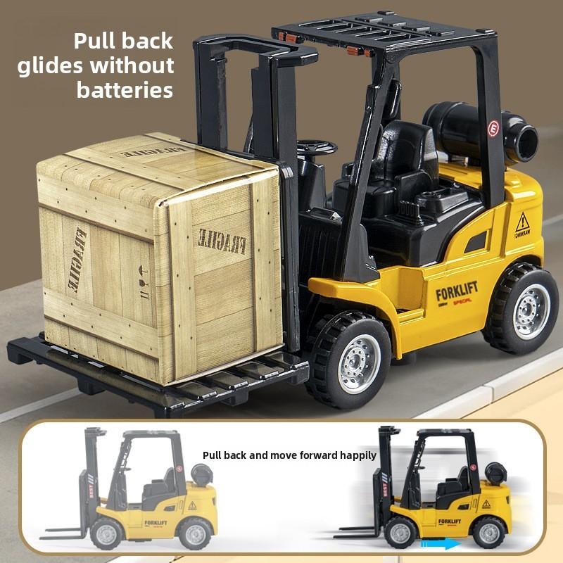 Plastic Inert Construction Forklift Toy For Kids With Push And Pull Functionality