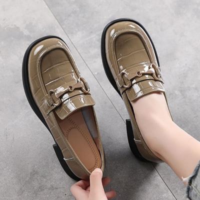 Mocassins à plateforme en cuir souple pour femmes, chaussures en cuir élégantes de style britannique pour printemps et automne, chaussures plates antidérapantes pour femmes