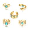 Stainless Steel Ring, Vacuum Plated 18K Gold Turquoise Rudder Sun Opening Bracelet