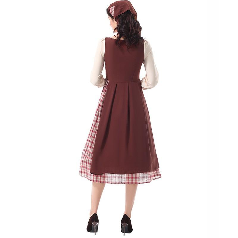 Halloween Floral Print Fake Two-Piece Dress Women Stage Performance Garden Style