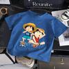 Cute One Piece Luffy Kids T-Shirt, Classic Anime Character Design, Comfortable Cotton Summer Tee for Boys and Girls