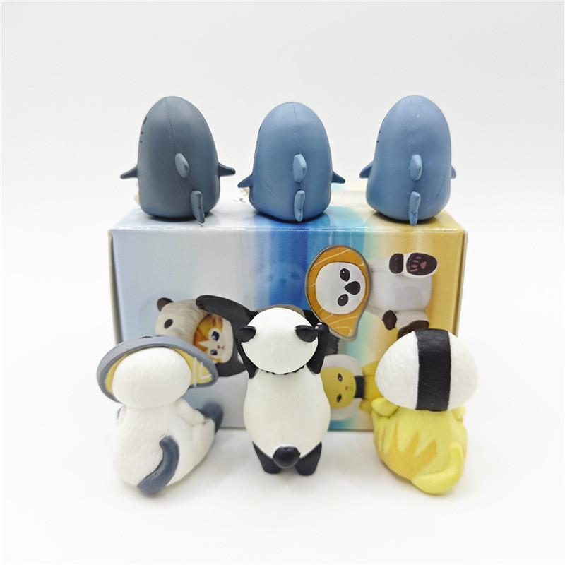 Charming Q Cute Shark Cat Blind Box Figurines With Salmon Sushi Design Pvc Material