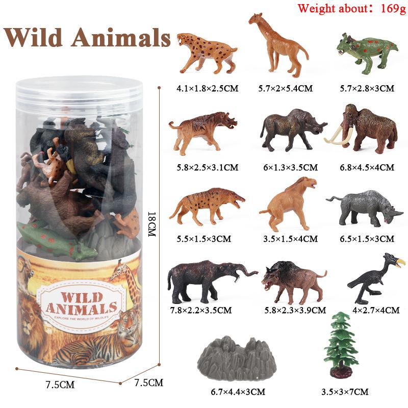 Oenux Miniature Animals Set Wild Sealife Farm Dinosaur Brinquedo Figurine Model Action Figures Zoo Cute Education Kids Toy Gift