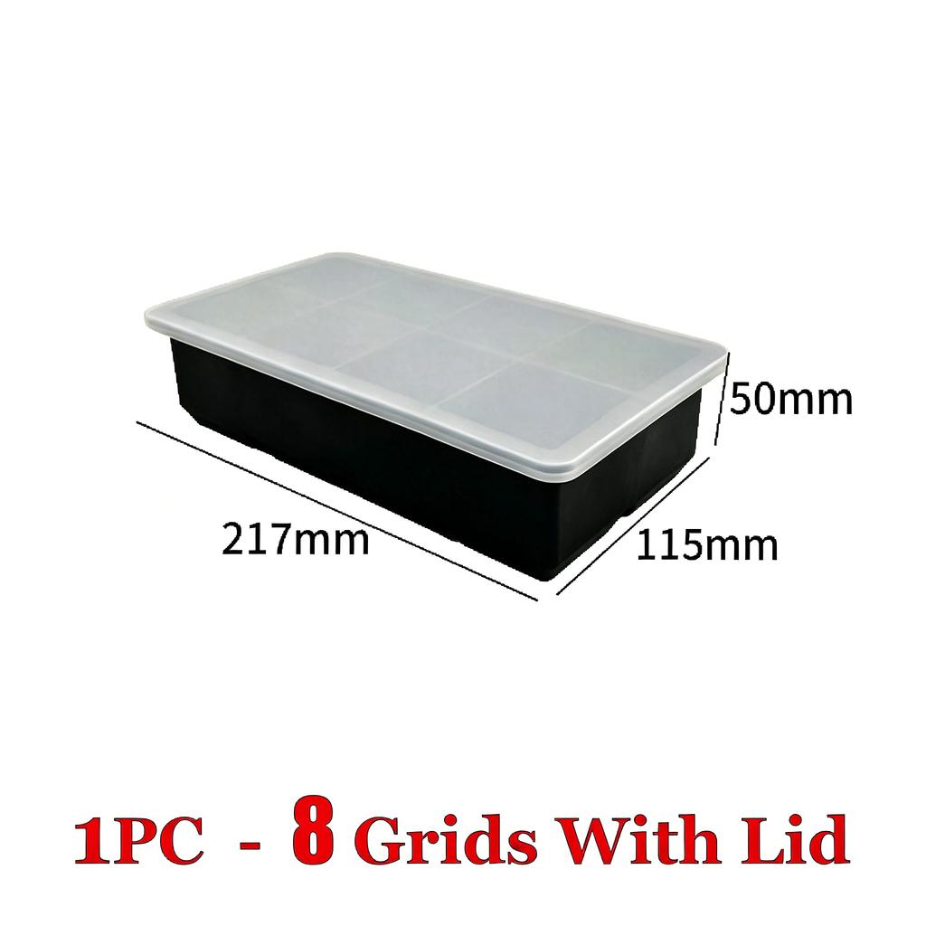 4/6/8/15 Grids Ice Cube Molds Food Grade Silicone Ice Cube Flexible Ice Molds with Lids Big Square Cubed Ice Trays for Whiskey 5