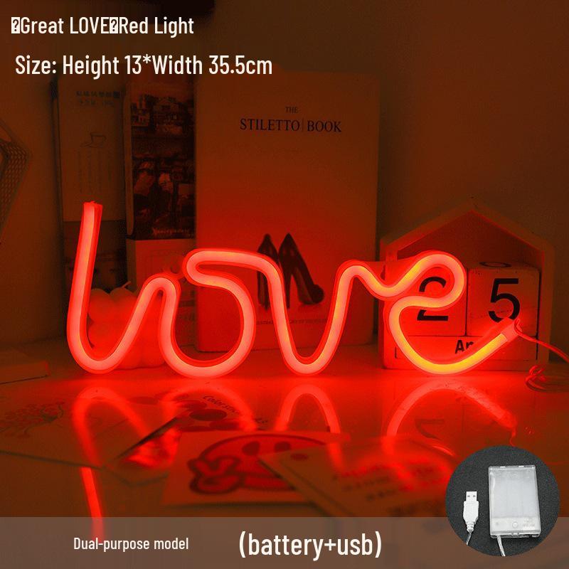 LOVE Neon LED Light - Proposal & Confession Room Decor with USB/Battery Options, Dual Use.