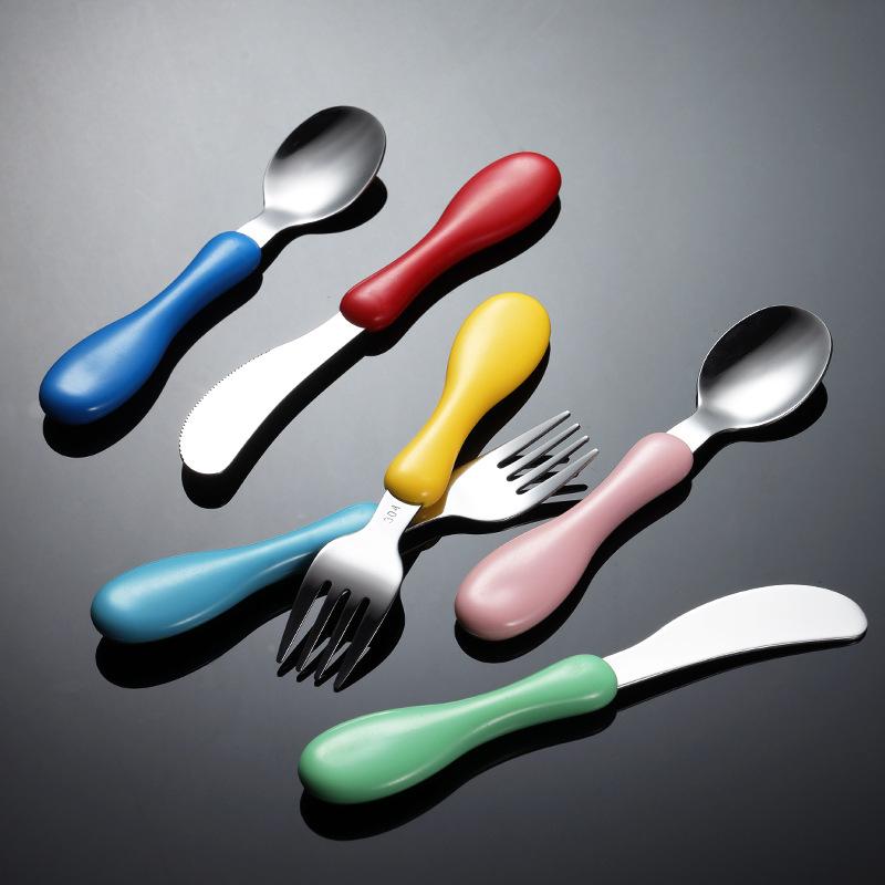 304 stainless steel children's insert handle, gourd handle, knife, fork, spoon, western tableware, mother and baby gifts, portable and