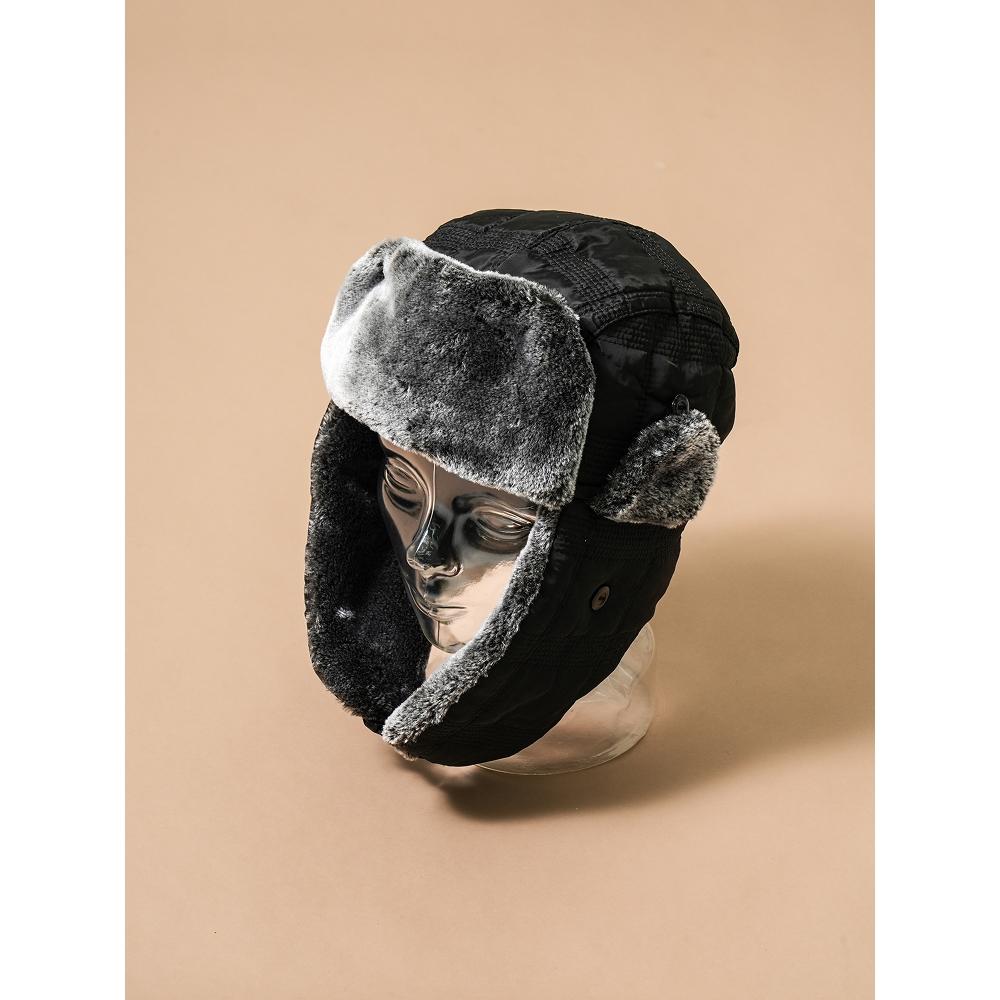 Daiso Fur Padded Brown Hat Black