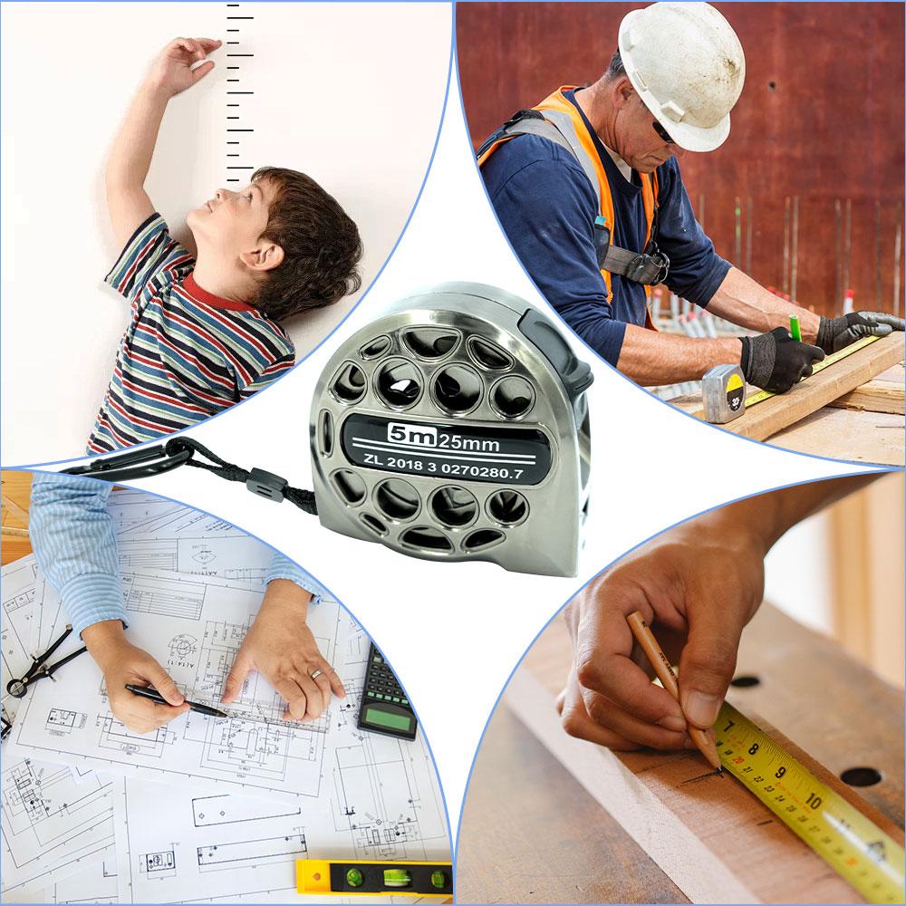 5mx25mm Tape Measure Stainlesssteel Retractable Highprecision Professional Metric Body Measuring Woodworking Construction Tools