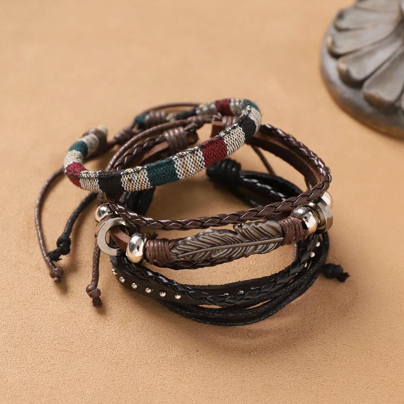 Handmade Bohemian Exotic Bracelet Retro Men's and Women's Woven Multi-layer Stacked Bracelet Niche Hand Rope