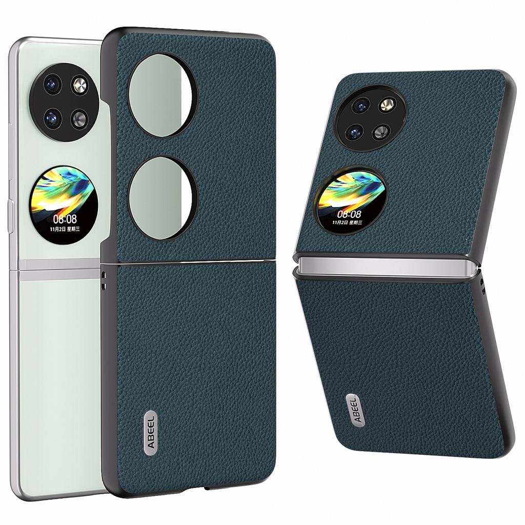 For Huawei Pocket 2 Litchi Texture Case Genuine Cow Leather+PC Phone Cover