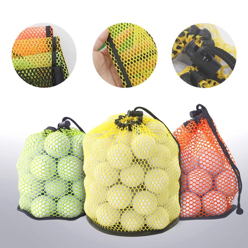 Golf Ball Holding Pouch Durable Drawstring Mesh Net Bag Hold 12/25/50 Balls Portable for Golf Training Competition Travel