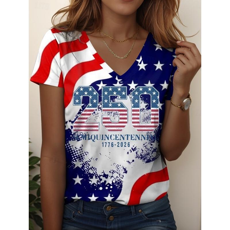 Fashionable Women's V-neck Casual Short Sleeved T-shirt,Rretro Sports Style Casual Sportswear