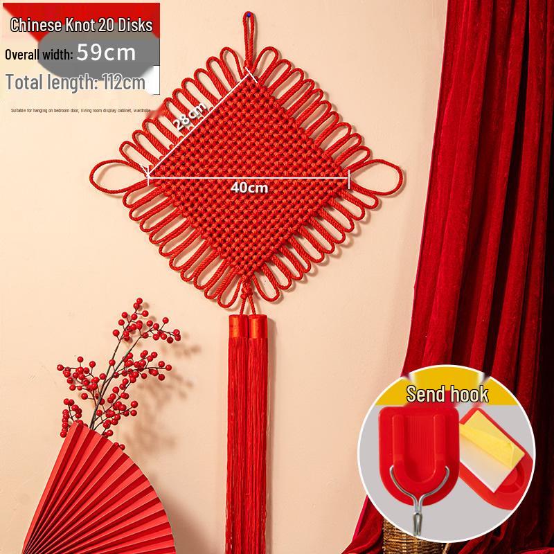 Chinese Knot Red String Braided Cord - Traditional Feng Shui Decor for Living Room, Autumn, and National Day Festivals